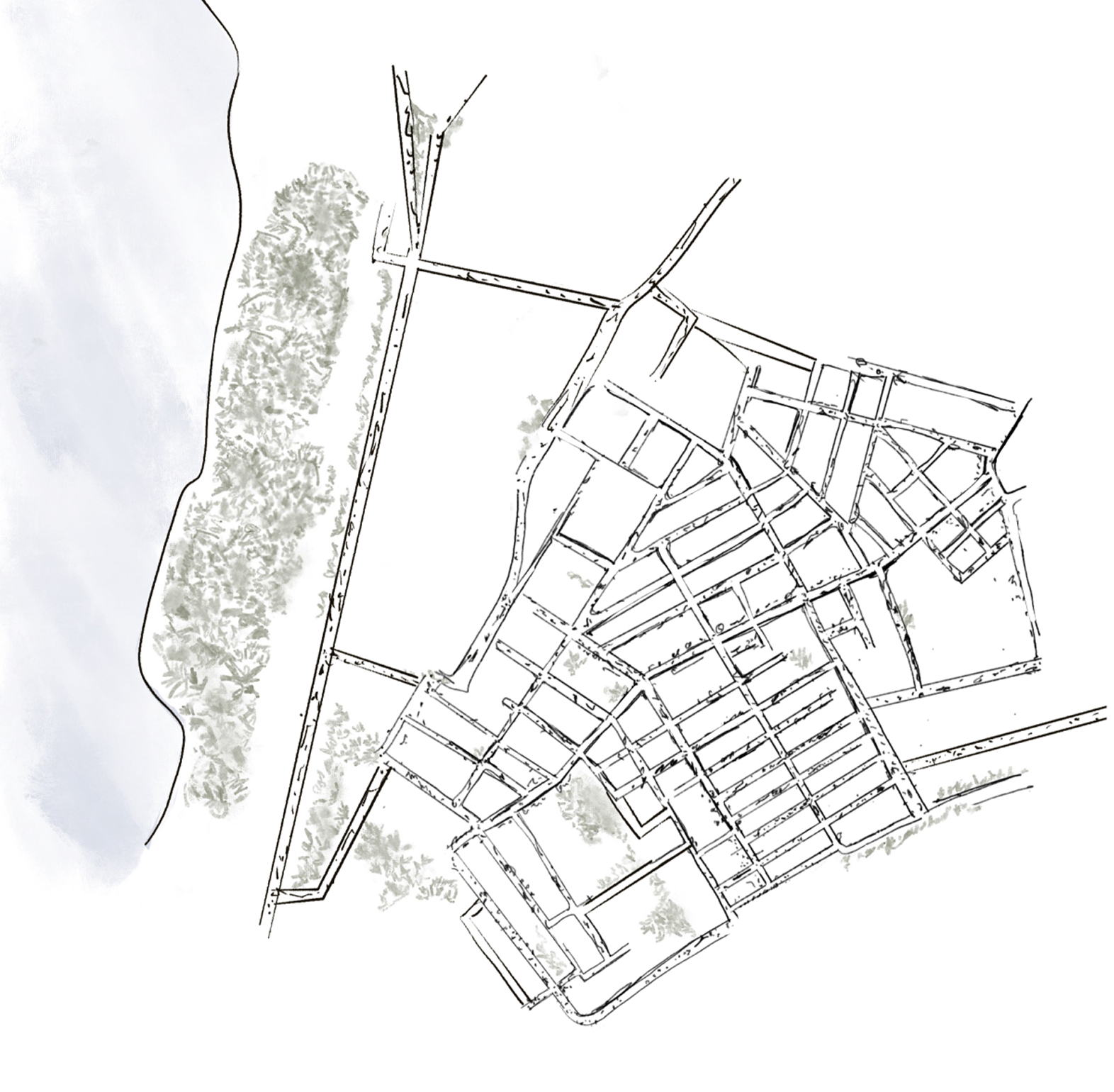 Illustrated map of Neve Tzedek and nearby places